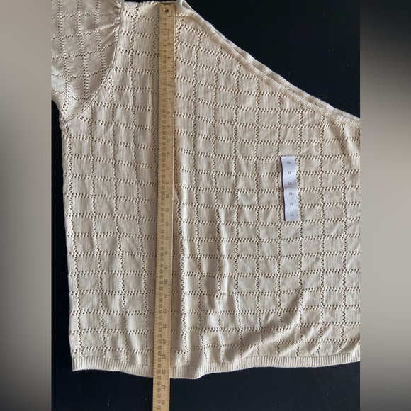 Future Collective One Shoulder Cream/Tan colored long sleeve Top sweater size 3X - Picture 8 of 10